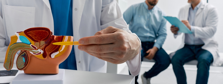 Private radiotherapy - Doctor consulting male patient with suspected prostate cancer