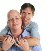 Radiotherapy treatment - loving couple facing her cancer together