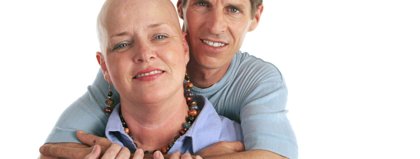 Radiotherapy treatment - loving couple facing her cancer together