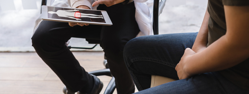 Private chemotherapy - Male doctor and testicular cancer patient